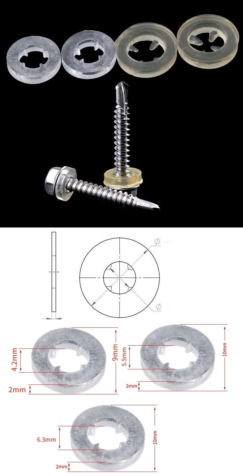 Arandela especial dentada interior de Nylon